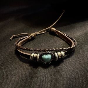 Heart Charm Leather Bracelet